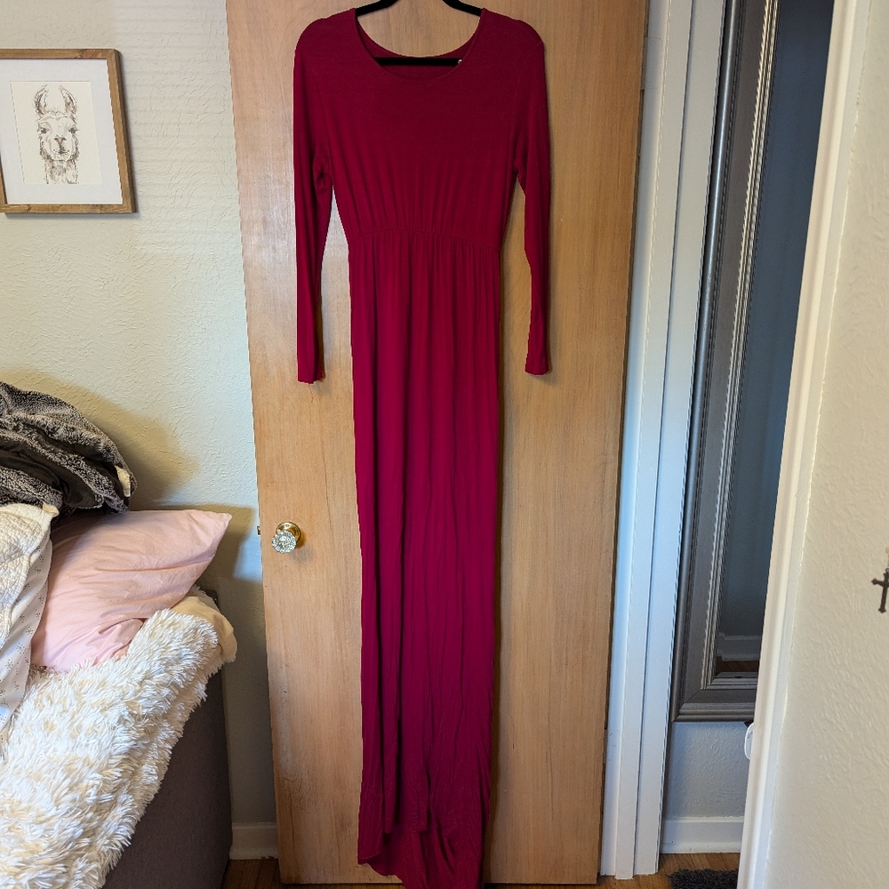 Burgundy Maternity Long Dress for Photoshoot